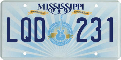 MS license plate LQD231