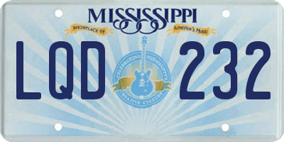 MS license plate LQD232