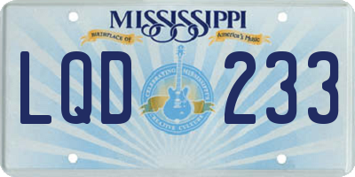 MS license plate LQD233
