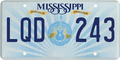 MS license plate LQD243