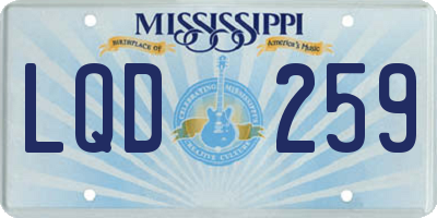 MS license plate LQD259