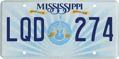 MS license plate LQD274