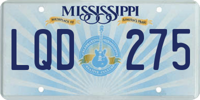 MS license plate LQD275
