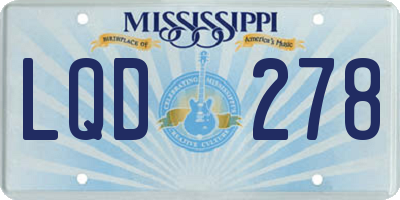 MS license plate LQD278