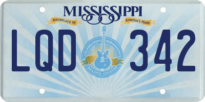 MS license plate LQD342