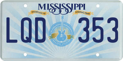 MS license plate LQD353