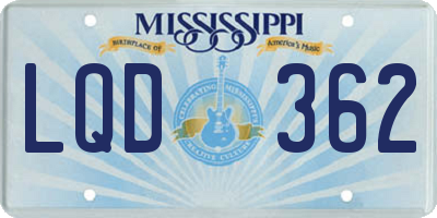 MS license plate LQD362
