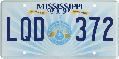 MS license plate LQD372