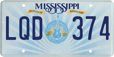 MS license plate LQD374