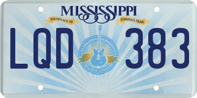 MS license plate LQD383