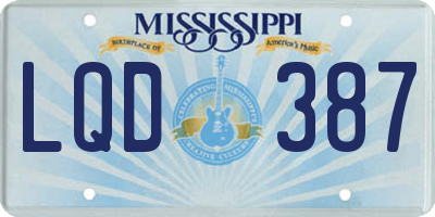MS license plate LQD387