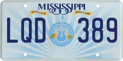 MS license plate LQD389