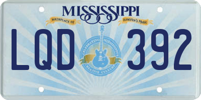 MS license plate LQD392