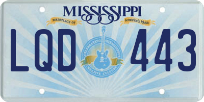MS license plate LQD443
