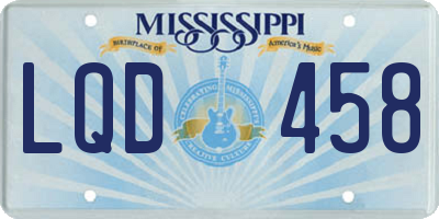 MS license plate LQD458