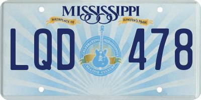 MS license plate LQD478