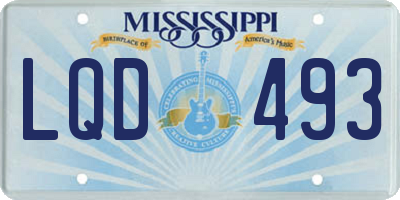 MS license plate LQD493
