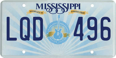 MS license plate LQD496