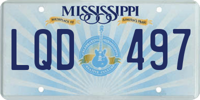 MS license plate LQD497