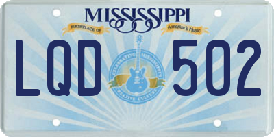 MS license plate LQD502