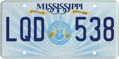 MS license plate LQD538
