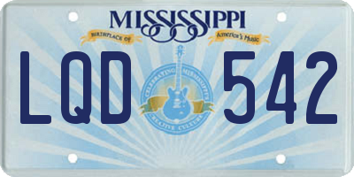 MS license plate LQD542