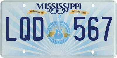 MS license plate LQD567