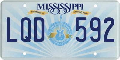 MS license plate LQD592