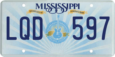 MS license plate LQD597
