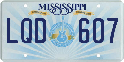 MS license plate LQD607