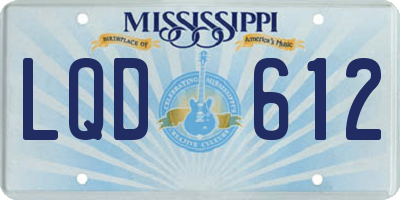 MS license plate LQD612