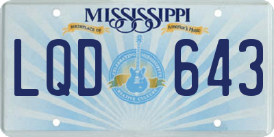 MS license plate LQD643