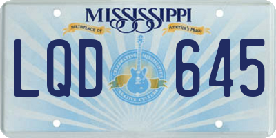 MS license plate LQD645