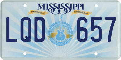 MS license plate LQD657