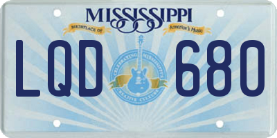 MS license plate LQD680