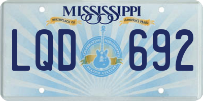 MS license plate LQD692