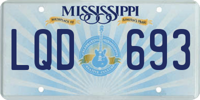 MS license plate LQD693
