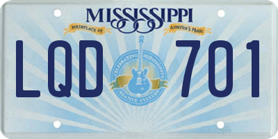 MS license plate LQD701