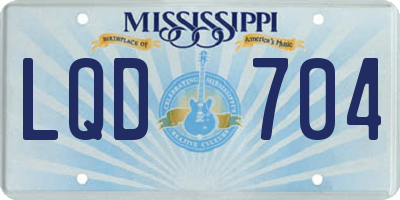 MS license plate LQD704
