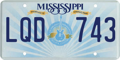 MS license plate LQD743