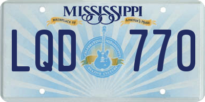 MS license plate LQD770