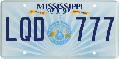 MS license plate LQD777