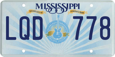 MS license plate LQD778