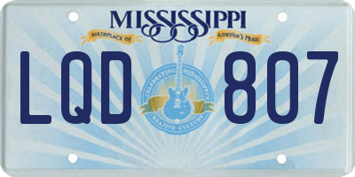MS license plate LQD807