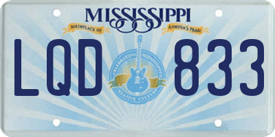 MS license plate LQD833