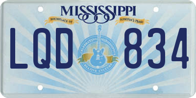 MS license plate LQD834