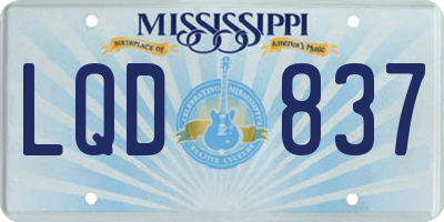 MS license plate LQD837