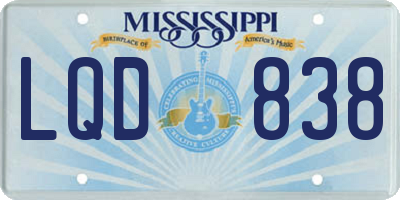 MS license plate LQD838