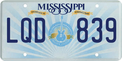 MS license plate LQD839