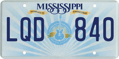 MS license plate LQD840